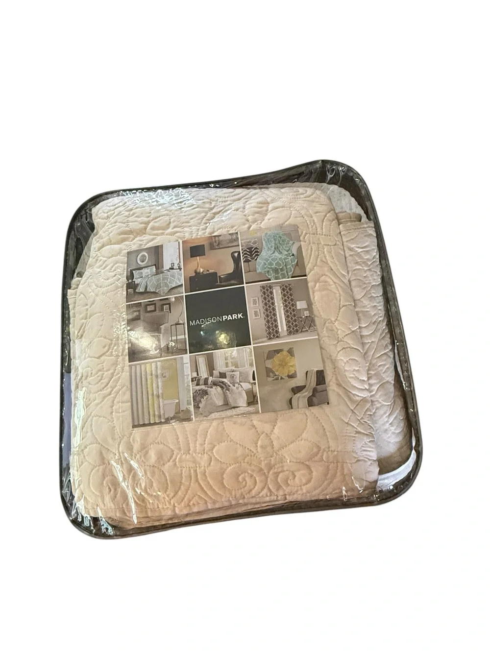 Madison Park King 3 Piece Cream Quilted Bedspread Set NWT